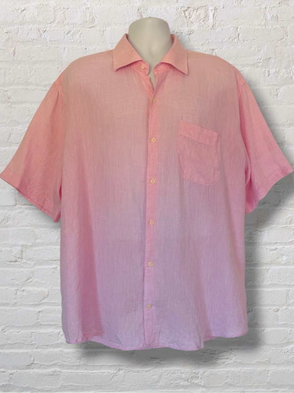 Peter Millar Crown Cool 100% Linen Shirt Men’s XXL Pink Short Sleeve Button Down